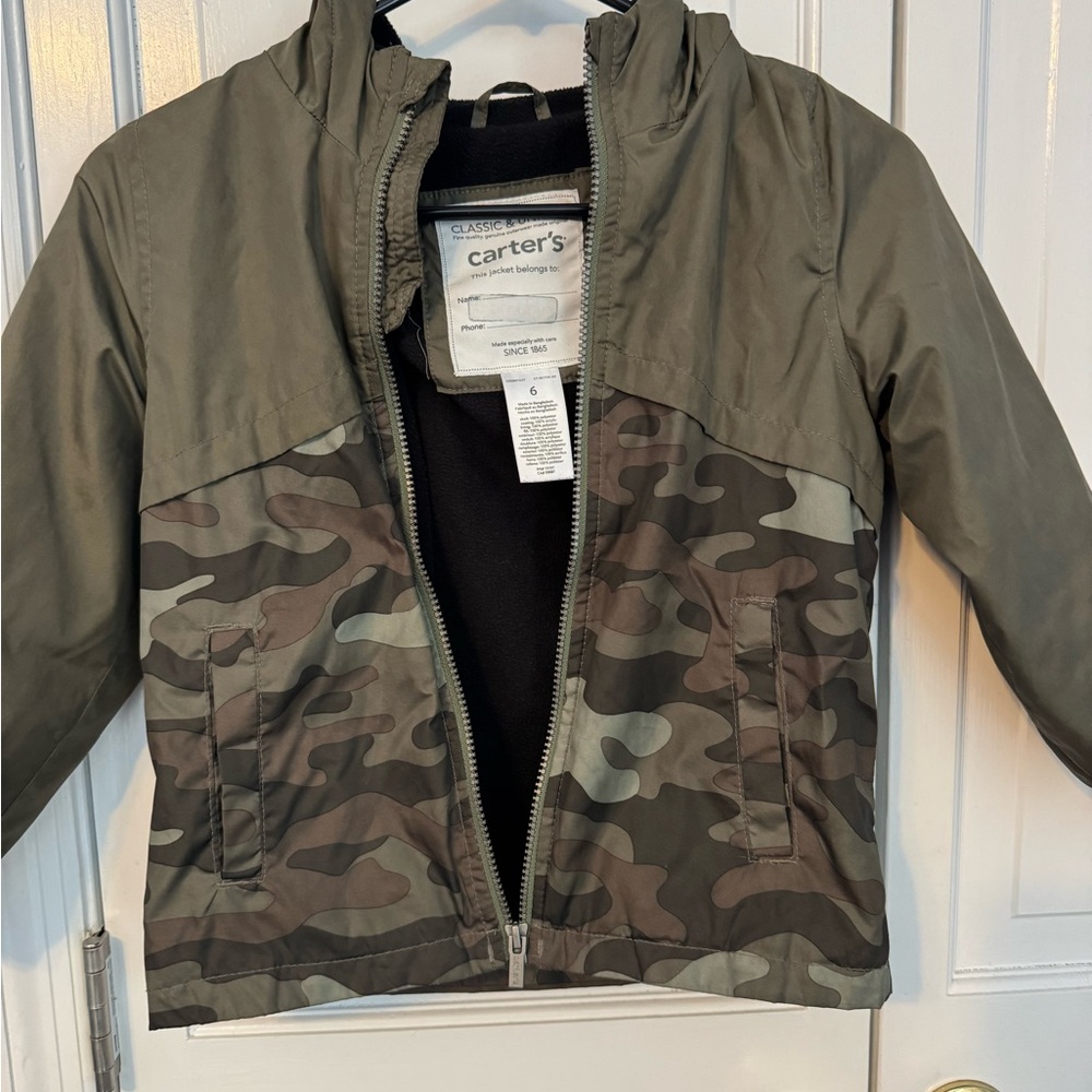 Carter's Kids Camo Jacket - Green and Brown. Adorable! Lined. Like New.Sz 6